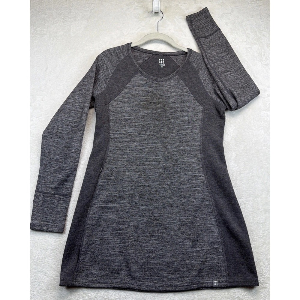 Title Nine Women's Gray Sweater Dress Long Sleeve Pockets Crew Neck Medium
